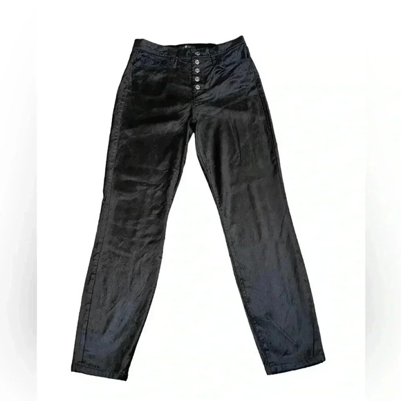 7 For All Mankind Women’s High Waisted Ankle Skinny Black Velvet Pants size 29 - Picture 3 of 16